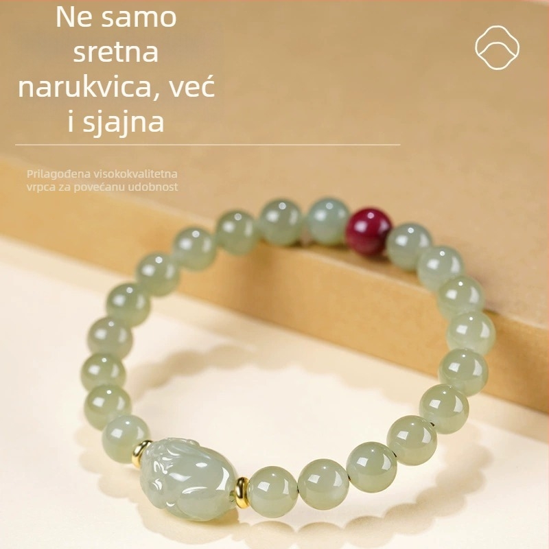 Pixiu narukvica od Hetian jade, prirodni jade nakit