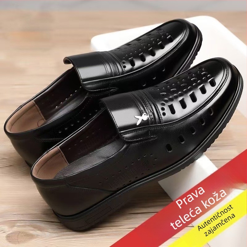 Muške sandale od mikrovlaknaste kože, prozračne, mekana potplata, slip-on, za poslovni i formalni stil