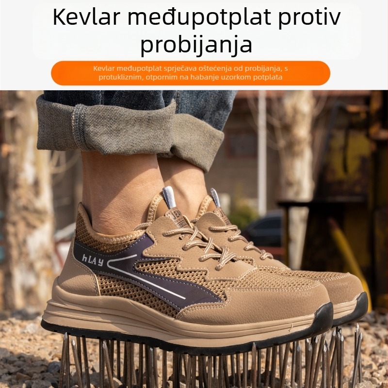 Muške ljetne cipele za sigurnost s čeličnom kapom, prozračne, otporne na habanje, protuklizne i otporne na probijanje