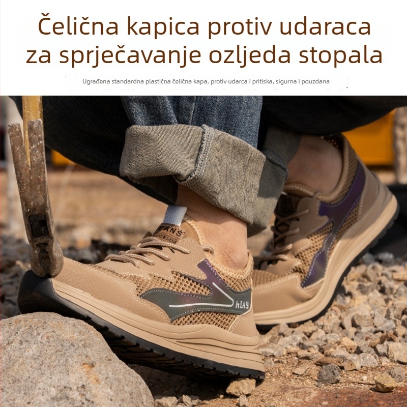 Muške ljetne cipele za sigurnost s čeličnom kapom, prozračne, otporne na habanje, protuklizne i otporne na probijanje