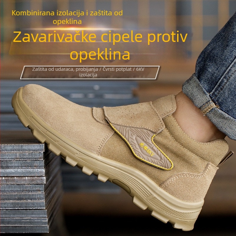 Muške sigurnosne cipele za zavarivanje sa izolacijom, otporne na opekline, probijanje i udar, čvrstim potplatom, izdržljive za gradilište