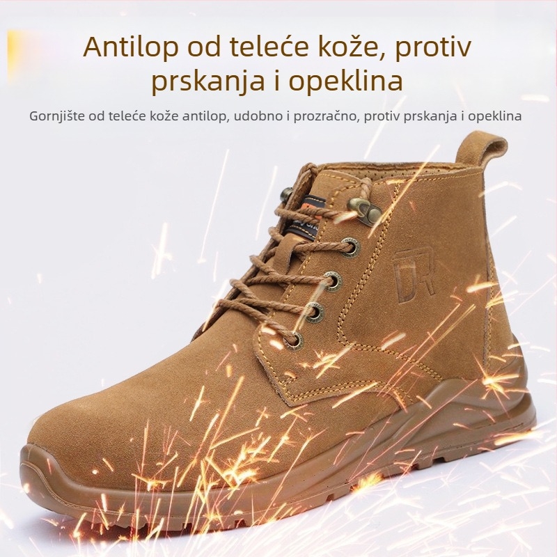 Ljetne sigurnosne cipele za zavarivače na gradilištu, kožne lagane radne cipele sa čeličnim vrhom, izolirane, otporne na udarce i perforiranje.