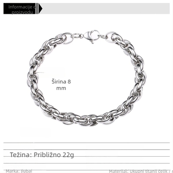 Unisex narukvica od titanijskog čelika, ručno tkan twist dizajn, geometrijski dizajn, minimalistički stil