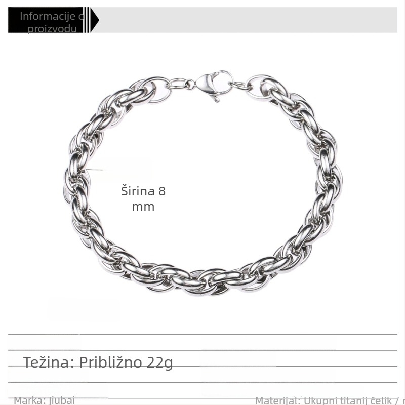 Unisex narukvica od titanijskog čelika, ručno tkan twist dizajn, geometrijski dizajn, minimalistički stil