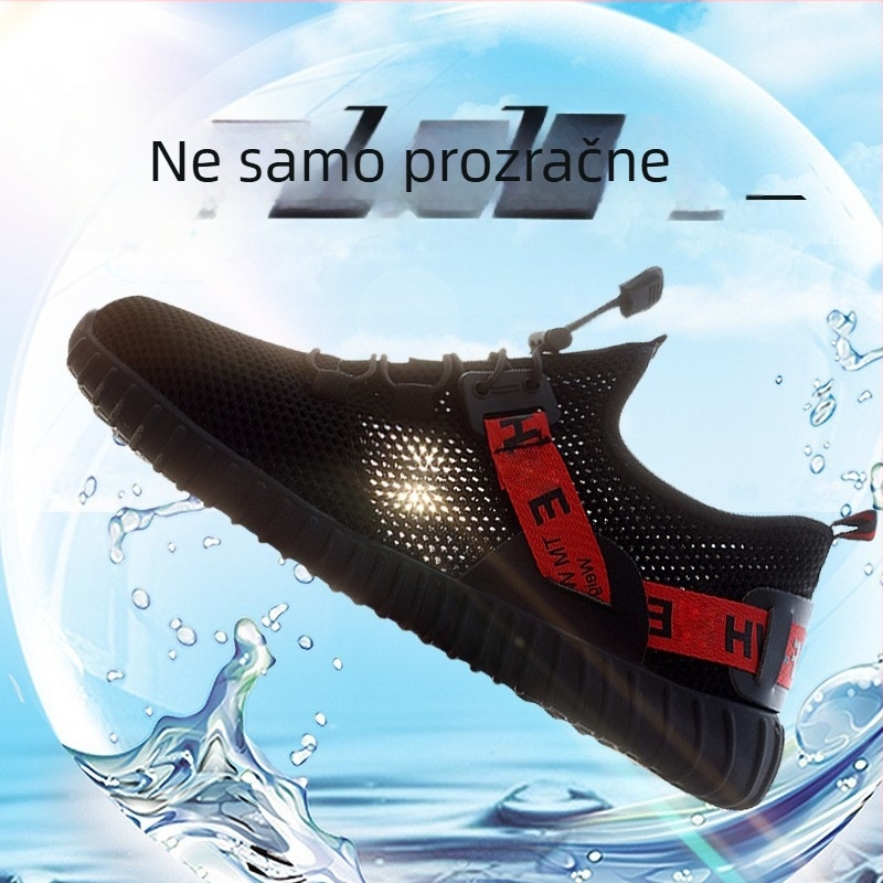 Muške cipele za zaštitu na radu s čeličnom špirom, otporne na udarce i perforaciju, gornji dio od fly-knit mreže, otporne na ulje, protuklizne, udobne i zaštitne