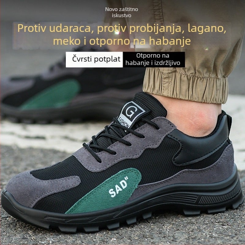 Muške cipele za zaštitu s čeličnom pločom, prozračne i lagane, otporne na udarce i probijanje, radne cipele za gradilište