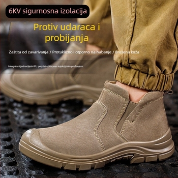 Slip-On sigurnosne cipele za zavarivanje, muškarce, s čeličnom kapicom, otporne na visoke temperature, proboje i udarce, otporne na habanje za gradilište