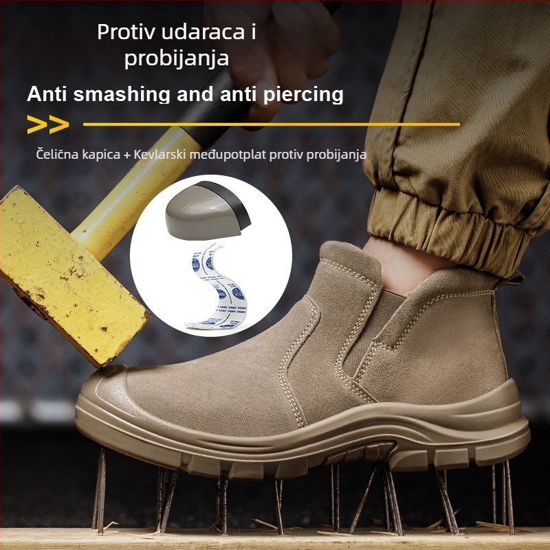 Slip-On sigurnosne cipele za zavarivanje, muškarce, s čeličnom kapicom, otporne na visoke temperature, proboje i udarce, otporne na habanje za gradilište