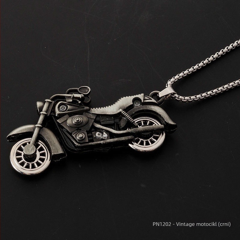 Unisex ogrlica od nehrđajućeg čelika s privjeskom motocikla, streetwear stil