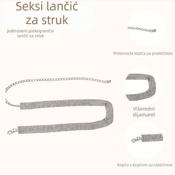 Lanac za struk s devet redova, višeslojni dizajn s kristalima, za svakodnevnu upotrebu; poklon za Majčin dan