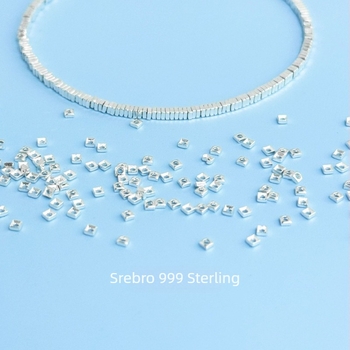 999 čisto srebro, četvrtaste perle s perlescentnim završetkom, razdjelnici za narukvice