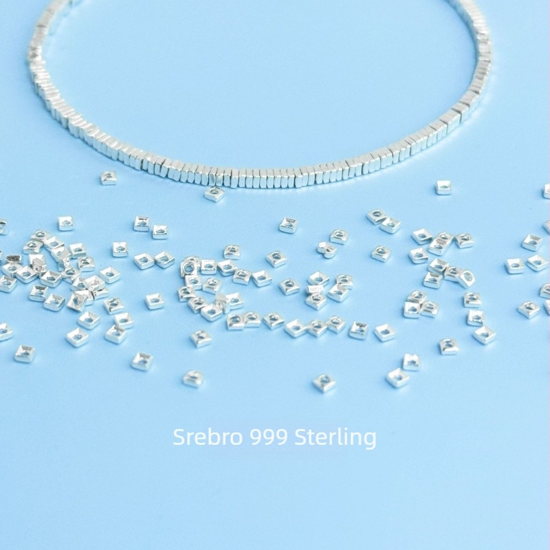 999 čisto srebro, četvrtaste perle s perlescentnim završetkom, razdjelnici za narukvice