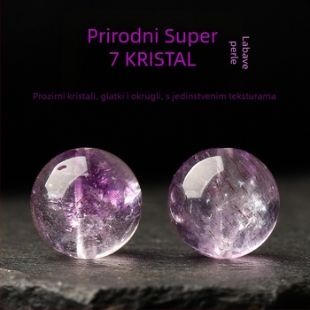 Prirodne ametistne Super Seven labave perle za nakit – DIY narukvica, ljubičaste okrugle perle ametista