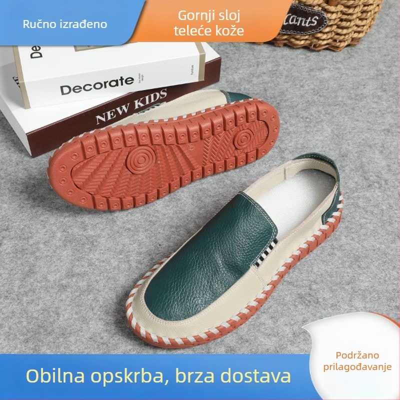 Muški loafersi od prave kože, za sve godišnje doba, mekan potplat, slip-on, ručno šivani gornji dio od teleće kože prvovrijedne kvalitete