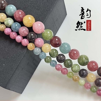 6 mm okrugle perle: šareni turmalin i chalcedon, poluizrađene perle za DIY narukvicu i ogrlicu