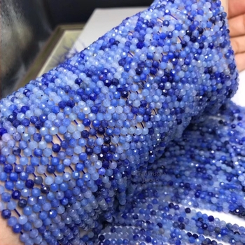 Prirodni kristalni perle, plavi aventurin, faceted 2–3 mm slobodne perle za narukvice i ogrlice, poluproizvodi, A razred