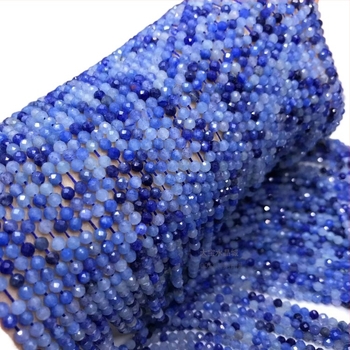 Prirodni kristalni perle, plavi aventurin, faceted 2–3 mm slobodne perle za narukvice i ogrlice, poluproizvodi, A razred