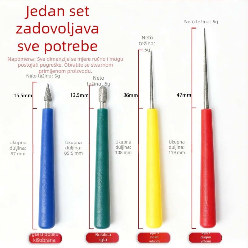Ručni alat za proširivanje rupa u nakitu za DIY, dugačka oštra igla u obliku kišobrana