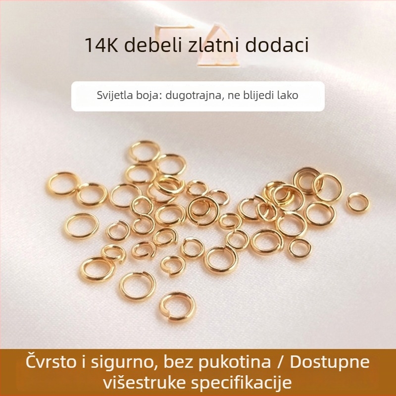 14K pozlaćeni otvoreni spojni prsten za ogrlicu i narukvicu – ručno izrađeni DIY dodatak za nakit, O-prsten za spajanje