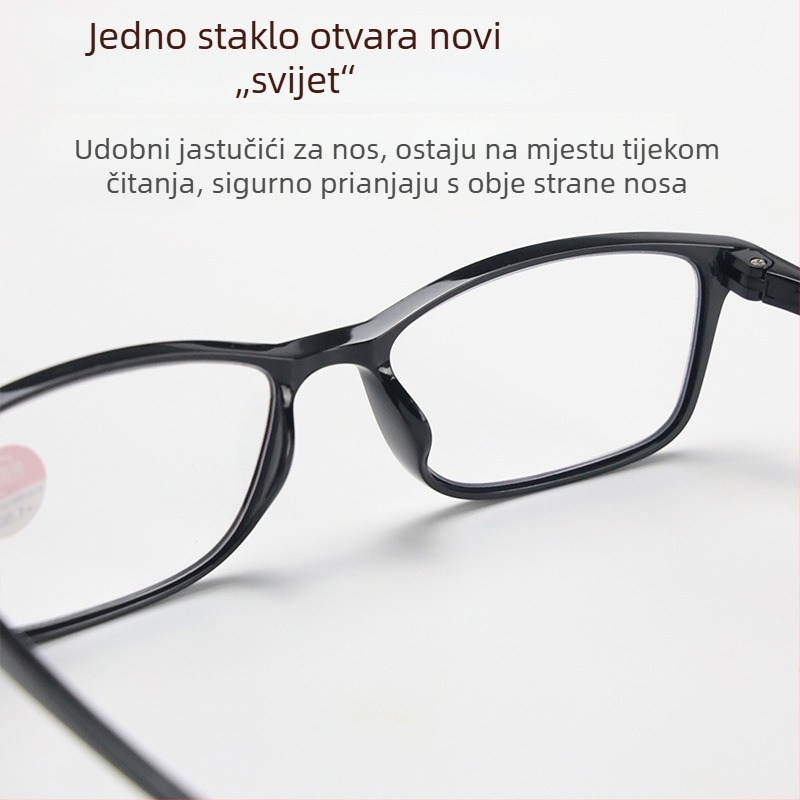 Muške naočale za čitanje s punim okvirom, crne, anti-plava svjetlost, izdržljiv TR90 okvir, jasan klasičan dizajn
