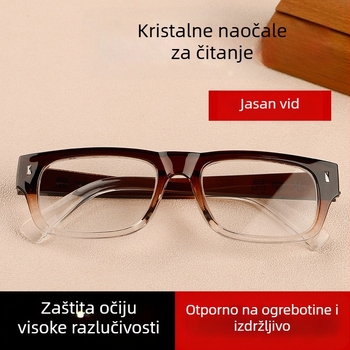 Vintage naočale za čitanje s gradientnim čajem staklom, puni okvir, ukrasni kristal kamen, unisex, leće visoke razlučivosti