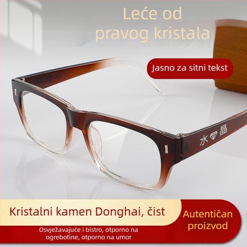 Vintage naočale za čitanje s gradientnim čajem staklom, puni okvir, ukrasni kristal kamen, unisex, leće visoke razlučivosti