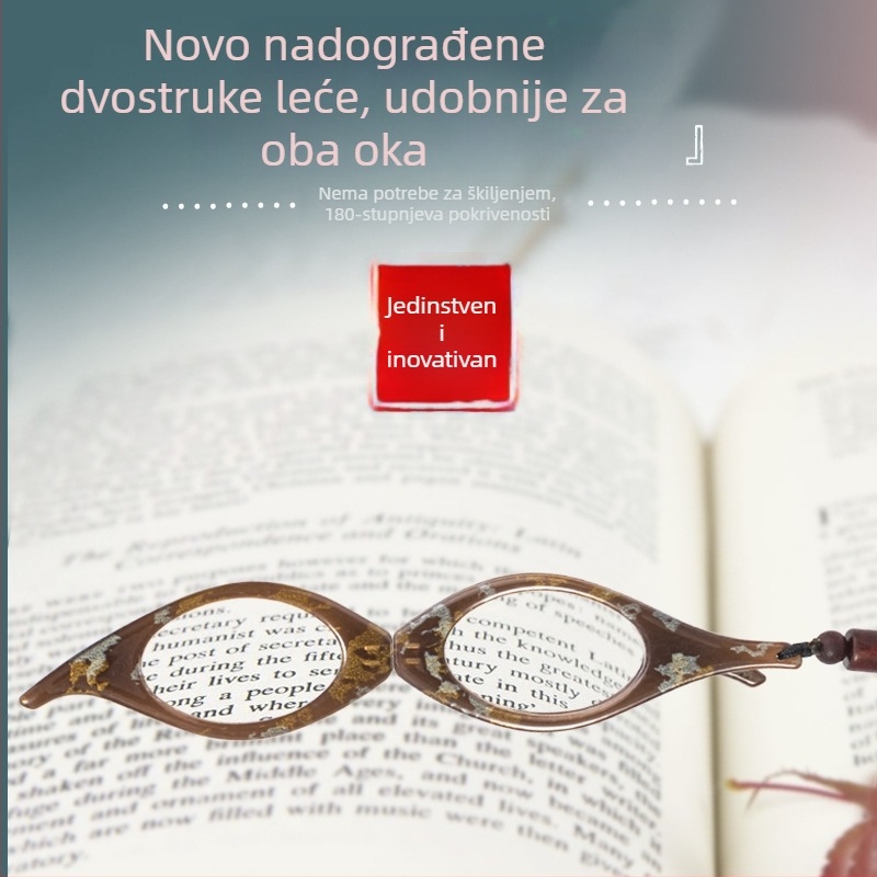 Naočale za čitanje za presbiopiju, s ogrlicom, sklopne, ultra lagane, HD leće, unisex