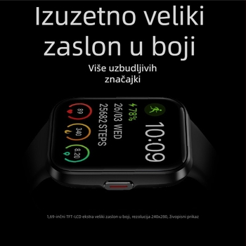 Id208bt Pametni sat s Bluetooth pozivima, 1,69-inčni TFT zaslon, otkucaji srca, krvni tlak, sport i zdravlje, prilagodljiv