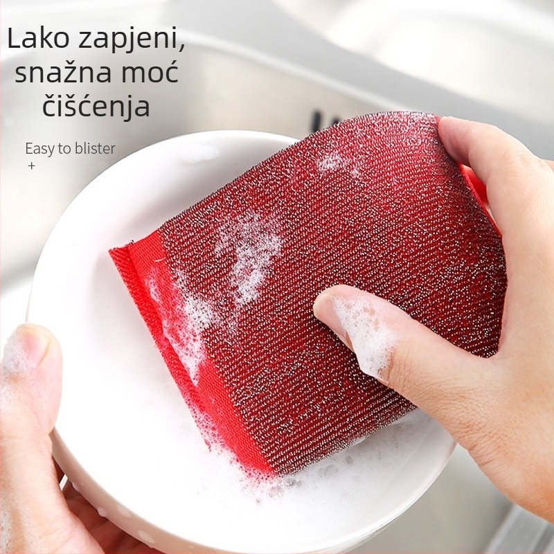 Spužva za pranje posuđa s čeličnom vunom, kuhinjski čistač za uklanjanje mrlja, abrazivni blok za lonce i posude
