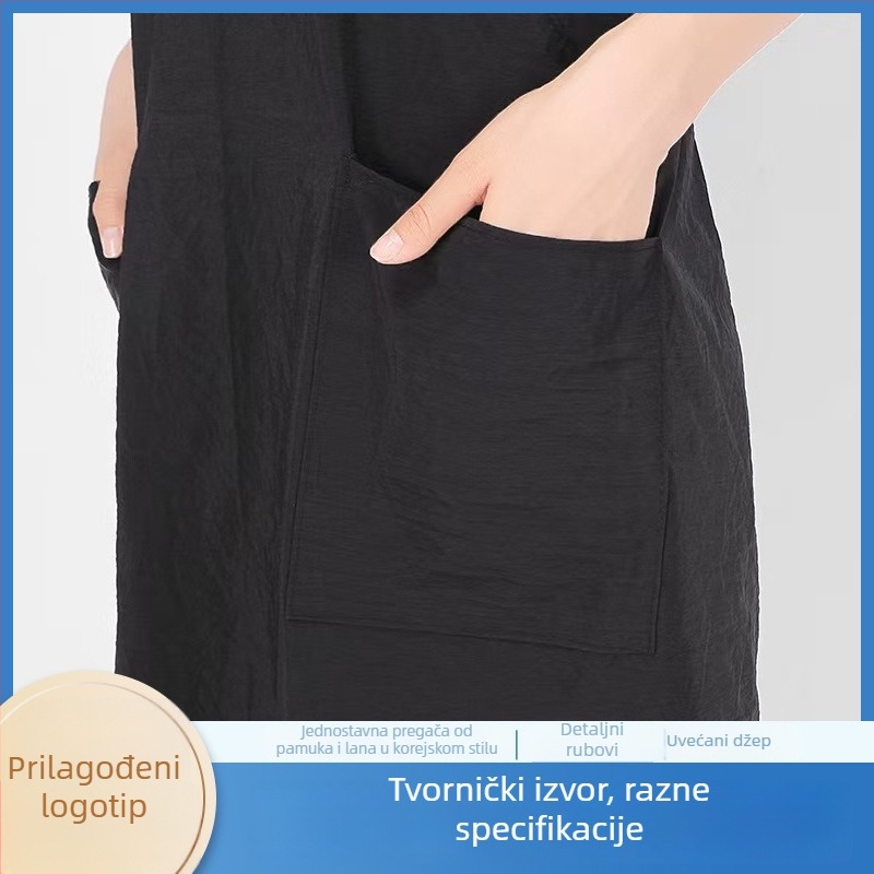 Japansko-korejski stil, bez rukava pregača, prozračna i udobna, otporna na masnoće i mrlje, jednobojna.