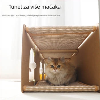 Mačji tunel i gnijezdo u jednome, veliki sisalni grebalica podmetač, otporan na grebanje i habanje, bez ispuštanja vlakana, za sve sezone