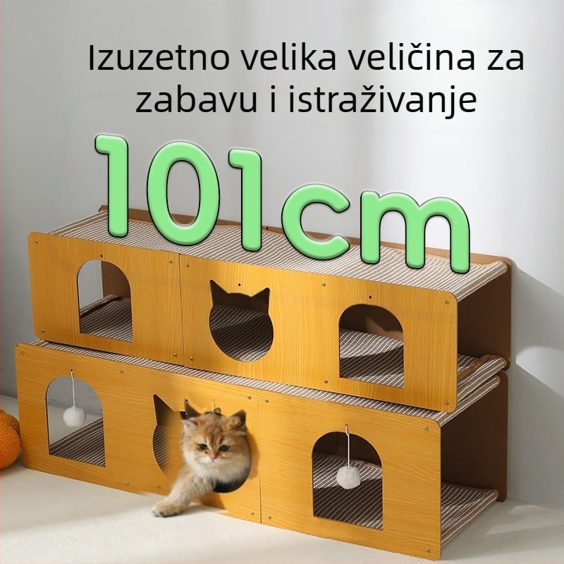 Mačji tunel i gnijezdo u jednome, veliki sisalni grebalica podmetač, otporan na grebanje i habanje, bez ispuštanja vlakana, za sve sezone