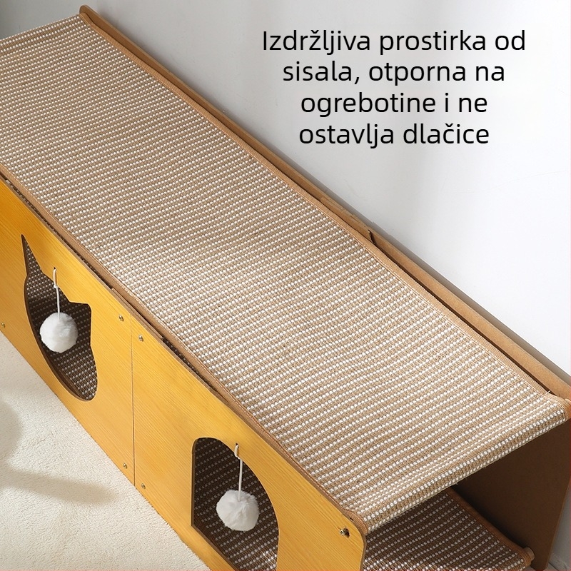 Mačji tunel i gnijezdo u jednome, veliki sisalni grebalica podmetač, otporan na grebanje i habanje, bez ispuštanja vlakana, za sve sezone