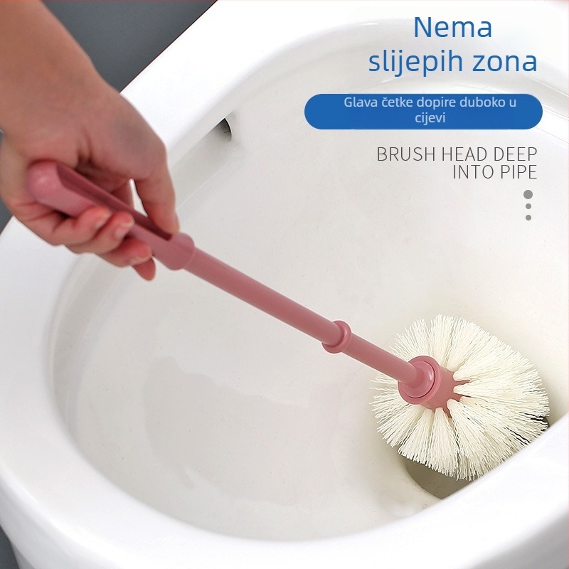 Set četkica za WC s dugom ručkom, zidnim držačem, plastičnim mekanim dlačicama, uz bazu
