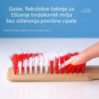 Kućna četka za čišćenje s debelim bambusovim držalom, tvrde dlačice, za cipele, rublje i podove