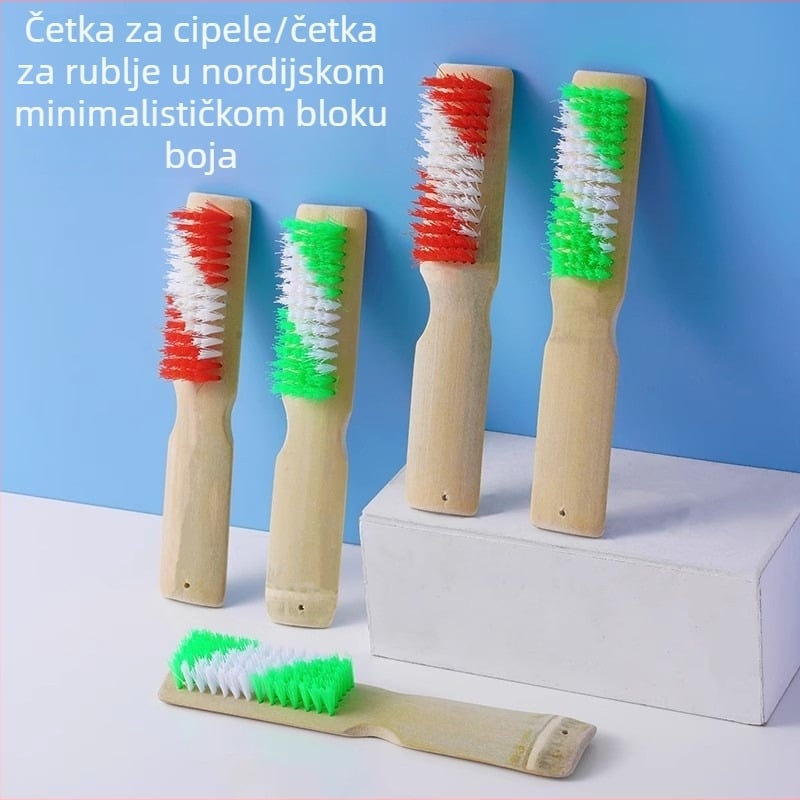 Kućna četka za čišćenje s debelim bambusovim držalom, tvrde dlačice, za cipele, rublje i podove
