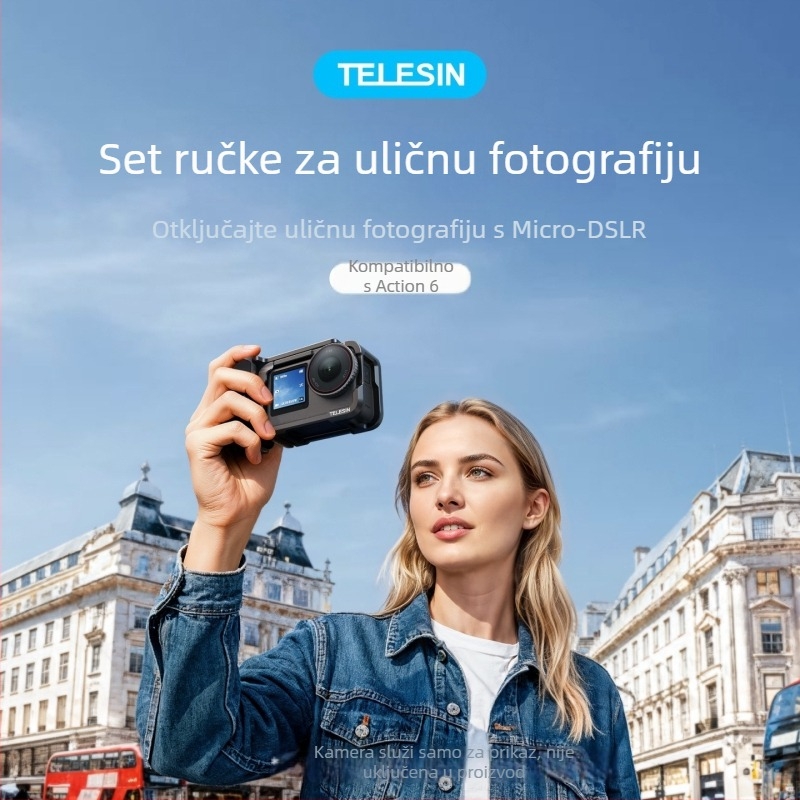 Telesin set ručica za uličnu fotografiju za DJI Action6, aluminijska legura, brzo otpuštanje