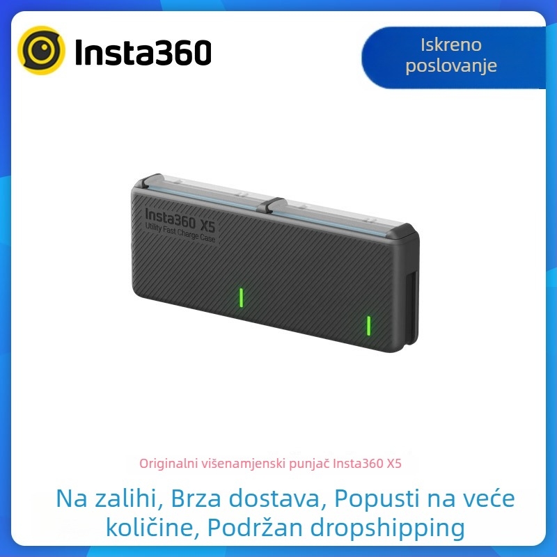 Shadow Stone Insta360 x5 originalni višenamjenski punjački hub, prijenosna kutija za punjenje s originalnim dodacima