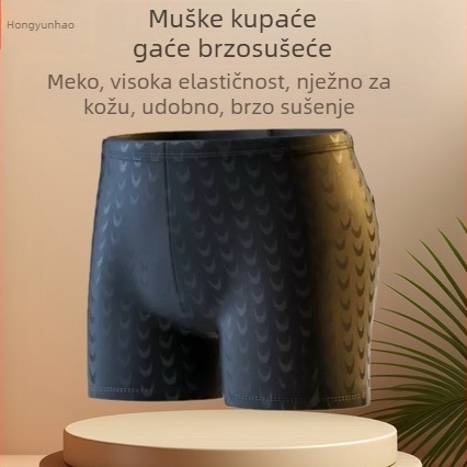 Muške kupaće hlačice s uzorkom imitacije kože ribe, opuštena linija, velika veličina