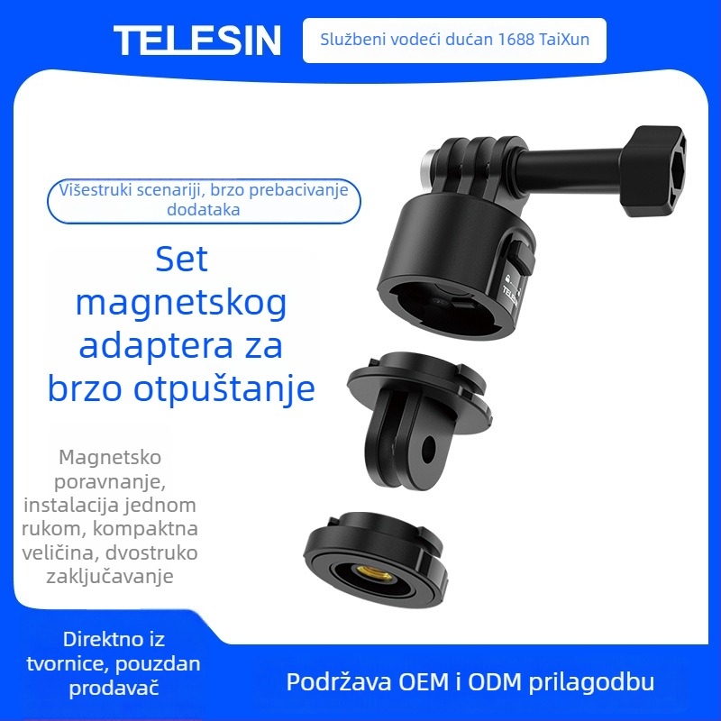 TELESIN Univerzalni magnetni adapter s brzim otpuštanjem za GoPro i Insta360 selfie štapove