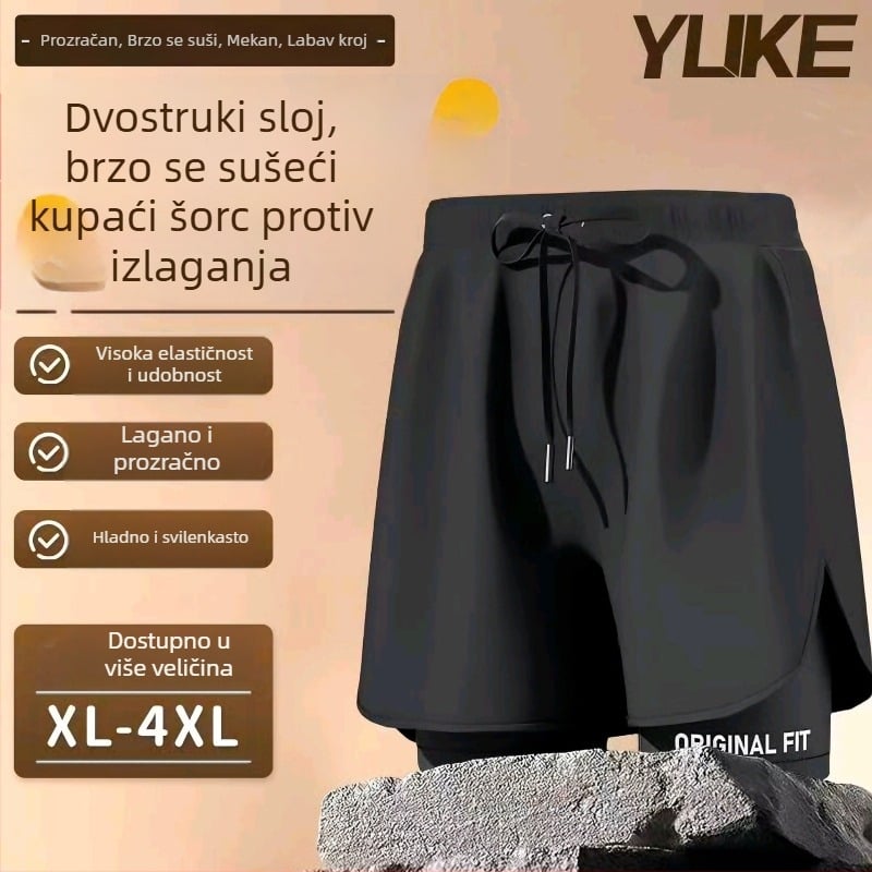 Yuke crne muške kupaće šorceve, udoban kroj, brzo se suše, pogodne za kupanje u toplim izvorima i na plaži, veličine XL-4XL, 1 kom