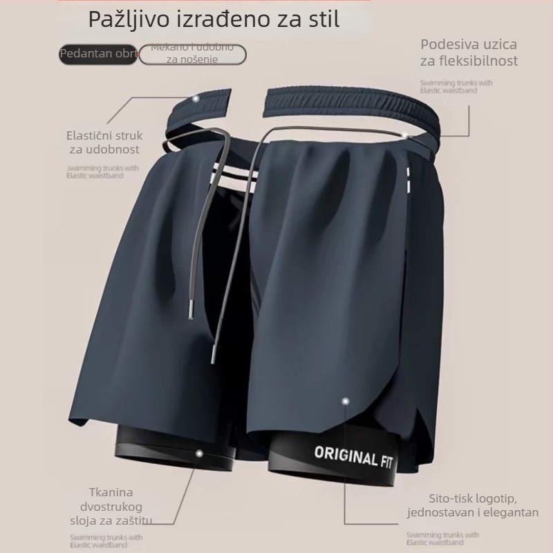 Yuke crne muške kupaće šorceve, udoban kroj, brzo se suše, pogodne za kupanje u toplim izvorima i na plaži, veličine XL-4XL, 1 kom