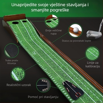 Golf uređaj za trening putta s kristalno baršunastim prostirkom i površinom od drvenih vlakana