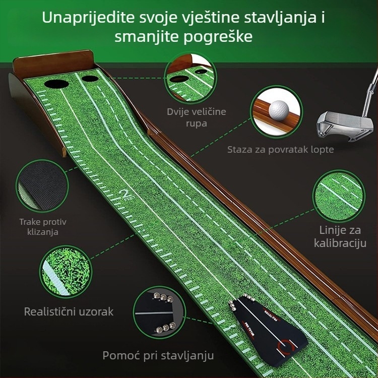 Golf uređaj za trening putta s kristalno baršunastim prostirkom i površinom od drvenih vlakana
