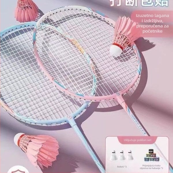 Set badminton reketa od titanijskog legura za profesionalna natjecanja, izdržljiv, visoka elastičnost, trening i zabava, dvostruke rekete, lagan