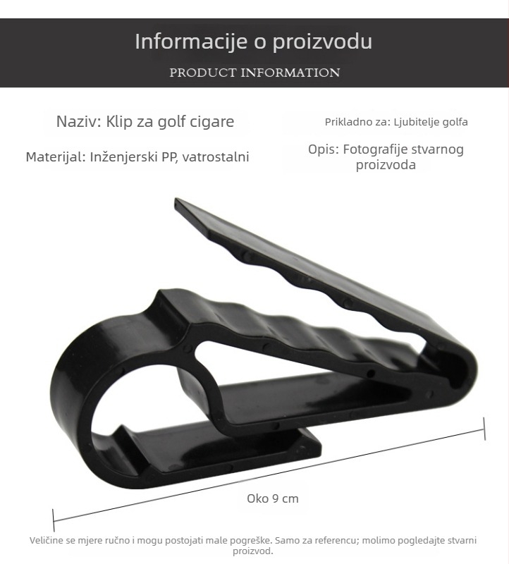 Klip za golf cigare, vatrootporan PA najlon ili PP materijal