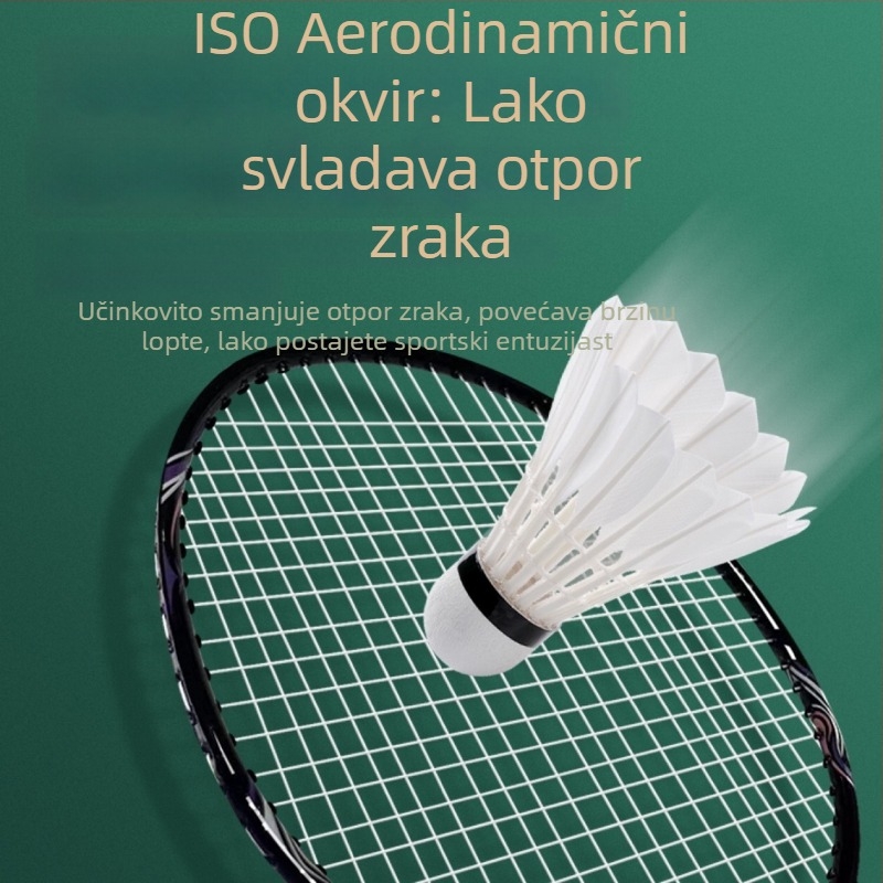 Koska K2100 jednopolna raketa za badminton, izdržljiv dvostruki set raketa, uključuje 3 shuttlecocka