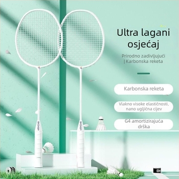 Profesionalni set badminton raketa za natjecanja, okvir od titanij legure, izdržljiv, visoka elastičnost, za trening i rekreaciju, dvije lake rakete s torbicom