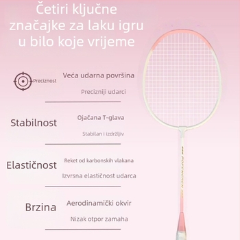 Raketa za badminton u makaron bojama za početnike, čvrst okvir od legure s visokom elastičnošću za ofenzivnu i defensivnu igru