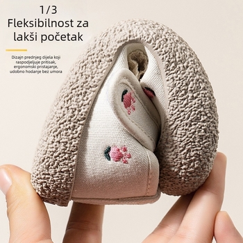 Dječje platnene tenisice za djevojčice s tulipan izvezenom, mekan potplat, Velcro zatvarač, korejski stil, svestrane